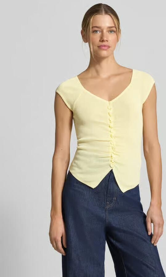 Jake*s Studio Woman Gebreid shirt met knoopsluiting en plooien - Foto 4