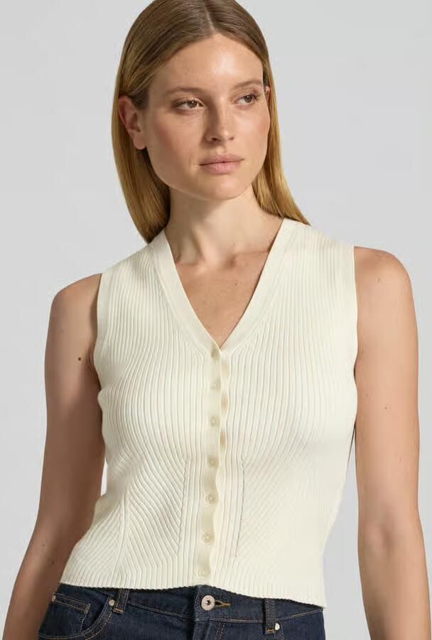 Jake*s Studio Woman Gebreide bodywarmer van viscosemix met V-hals