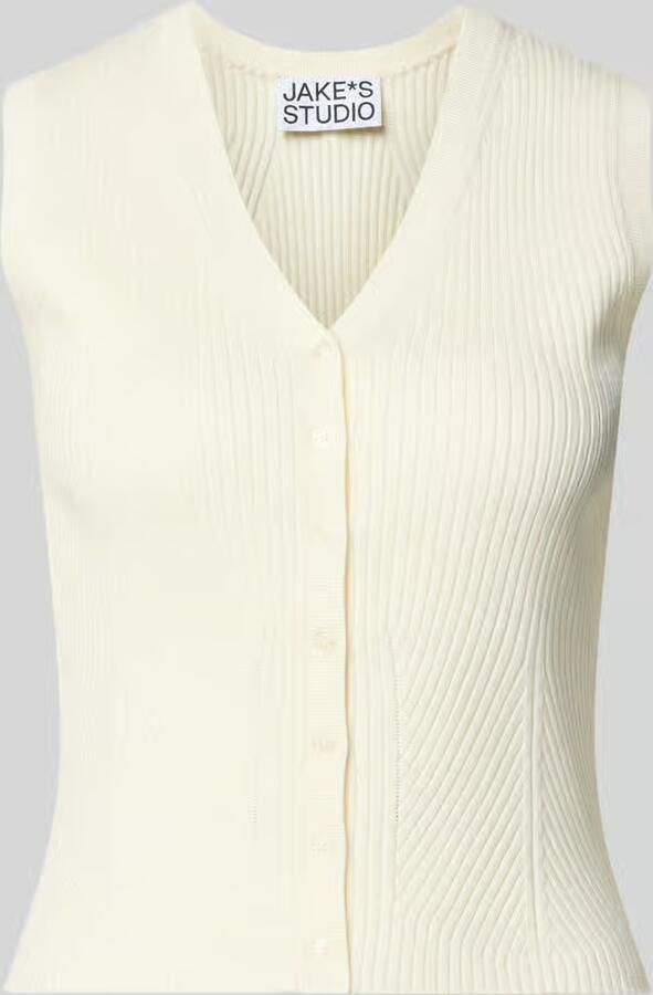 Jake*s Studio Woman Gebreide bodywarmer van viscosemix met V-hals - Foto 2