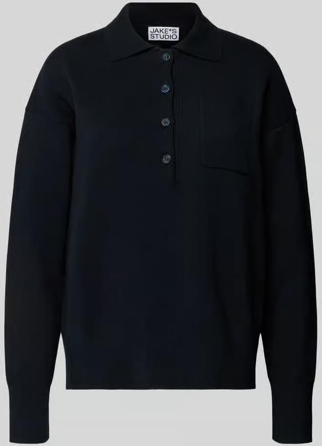 Jake*s Studio Woman Gebreide pullover met Polokraag en Borstzak