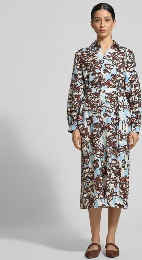 Jake*s Studio Woman Hemdblousejurk van viscosemix met bindceintuur - Foto 2