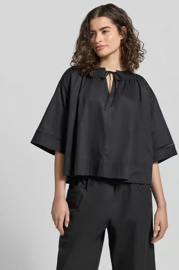 Jake*s Studio Woman Kort boxy fit blouse met vetersluiting - Foto 3