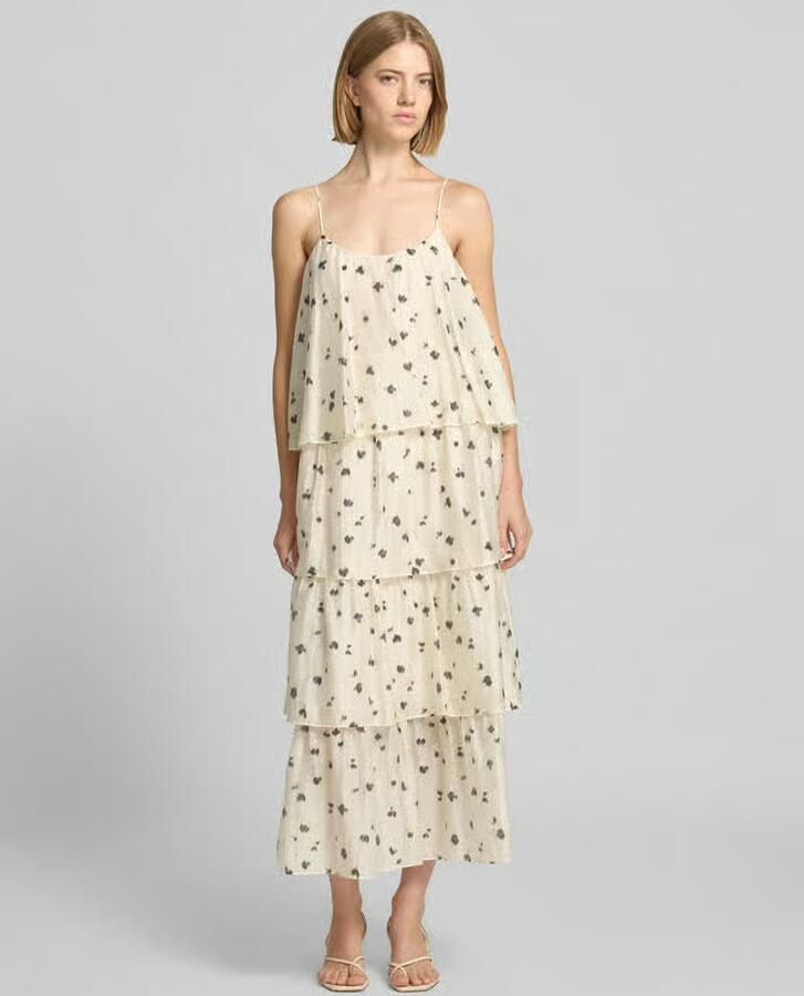 Jake*s Studio Woman midi-jurk in laagjeslook met spaghettibandjes - Foto 3