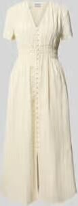 Jake*s Studio Woman midi-jurk met V-hals en knoopsluiting
