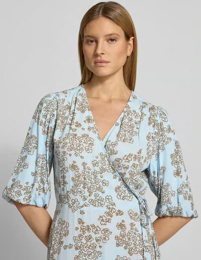 Jake*s Studio Woman Midi-jurk van viscose in wikkellook met 1 2-mouwen