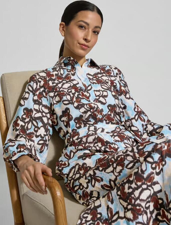 Jake*s Studio Woman Hemdblousejurk van viscosemix met bindceintuur