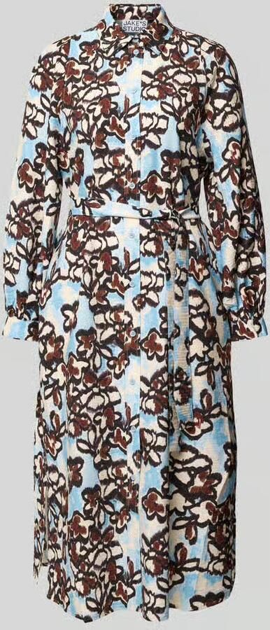 Jake*s Studio Woman Hemdblousejurk van viscosemix met bindceintuur - Foto 2