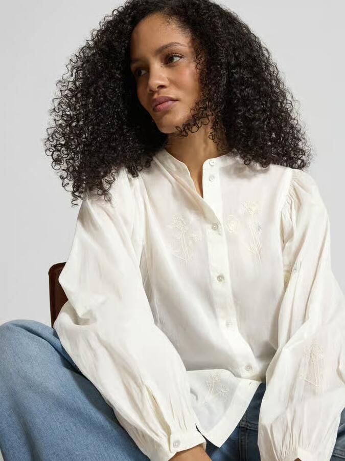 Jake*s Studio Woman Regular fit Blouse met Opstaande kraag en Stitchings