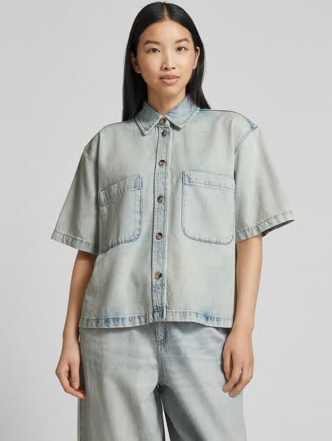 Jake*s Studio Woman Regular fit jeansblouse met opgestikte borstzakken - Foto 2
