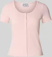 Jake*s Studio Woman slim fit T-shirt met doorlopende knoopsluiting