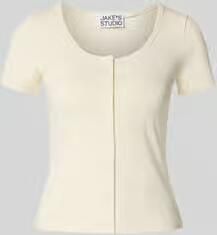 Jake*s Studio Woman slim fit T-shirt met doorlopende knoopsluiting
