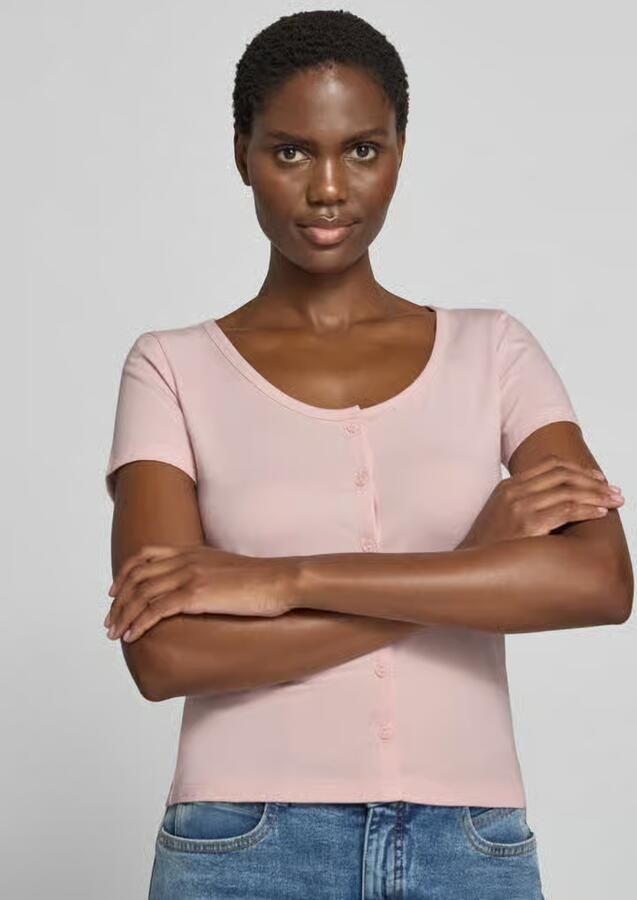 Jake*s Studio Woman slim fit T-shirt met doorlopende knoopsluiting - Foto 2