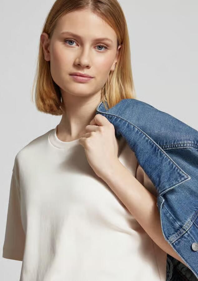 Jake*s Studio Woman T-shirt met geribde ronde hals
