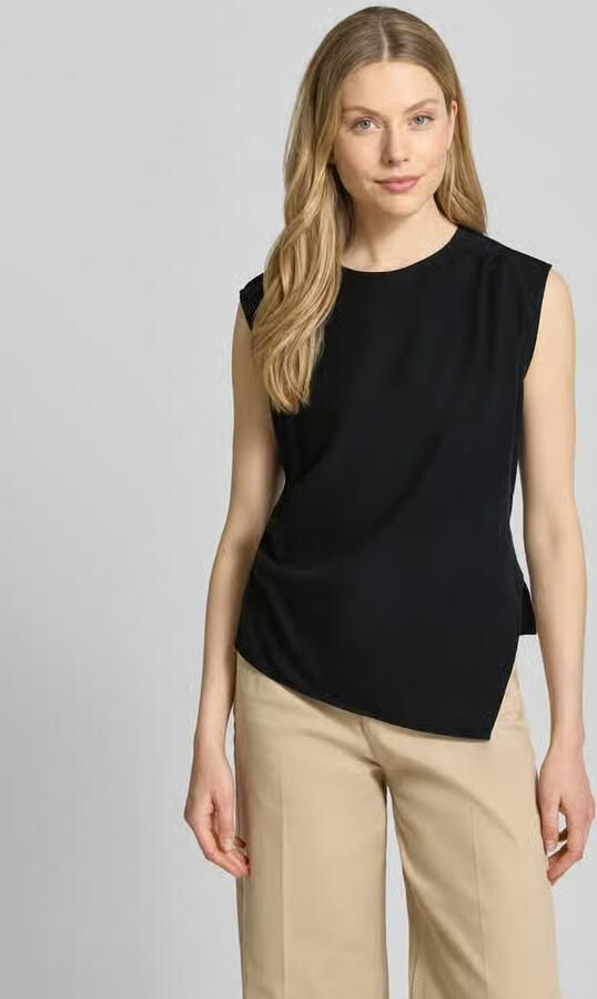 Jake*s Studio Woman Top van mix van lyocell en linnen in asymmetrische vorm - Foto 2