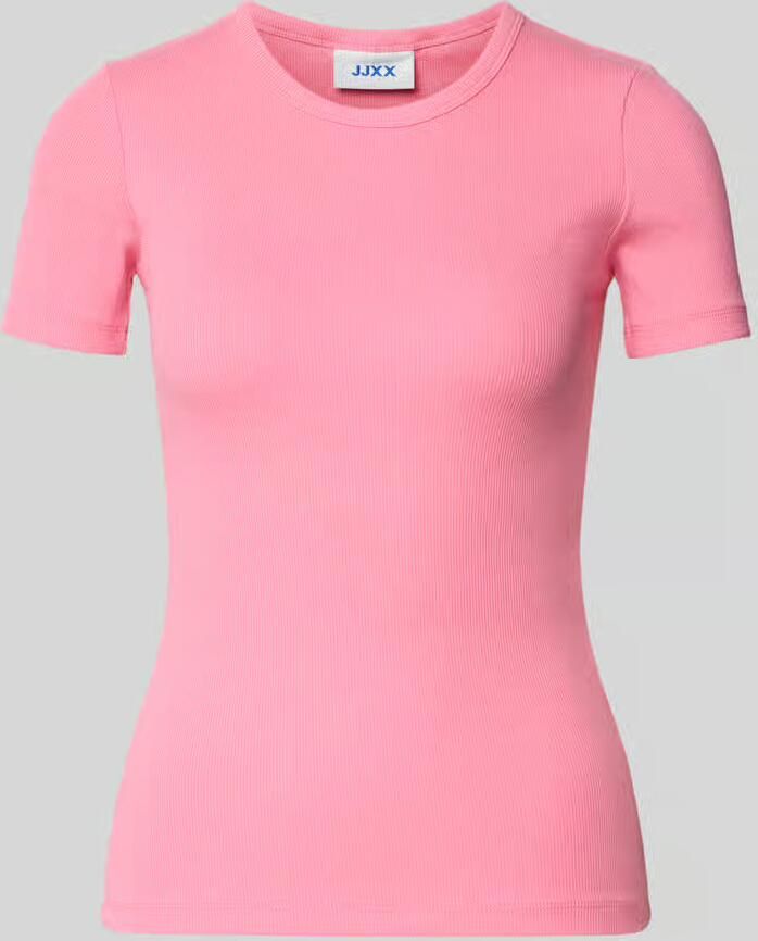JJXX T-shirt met geribde ronde hals model 'FRANKIE'