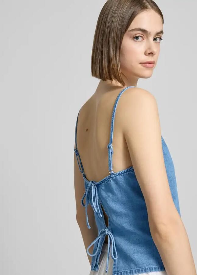 JJXX Top met linnengehalte in denimlook model 'Dot'