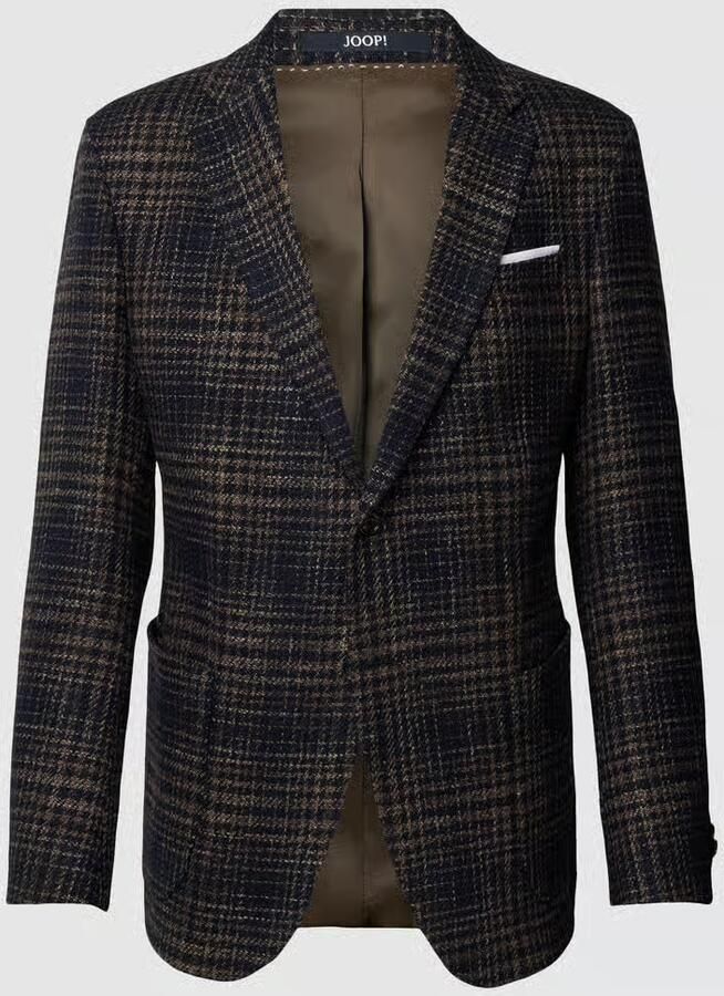 JOOP! Collection 2-knoops colbert van viscose met ruitmotief model 'Four'