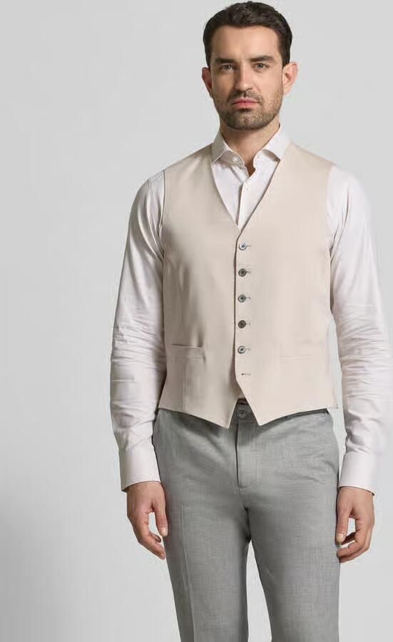 JOOP! COLLECTION Regular Fit gilet van viscosemix met V-hals - Foto 4