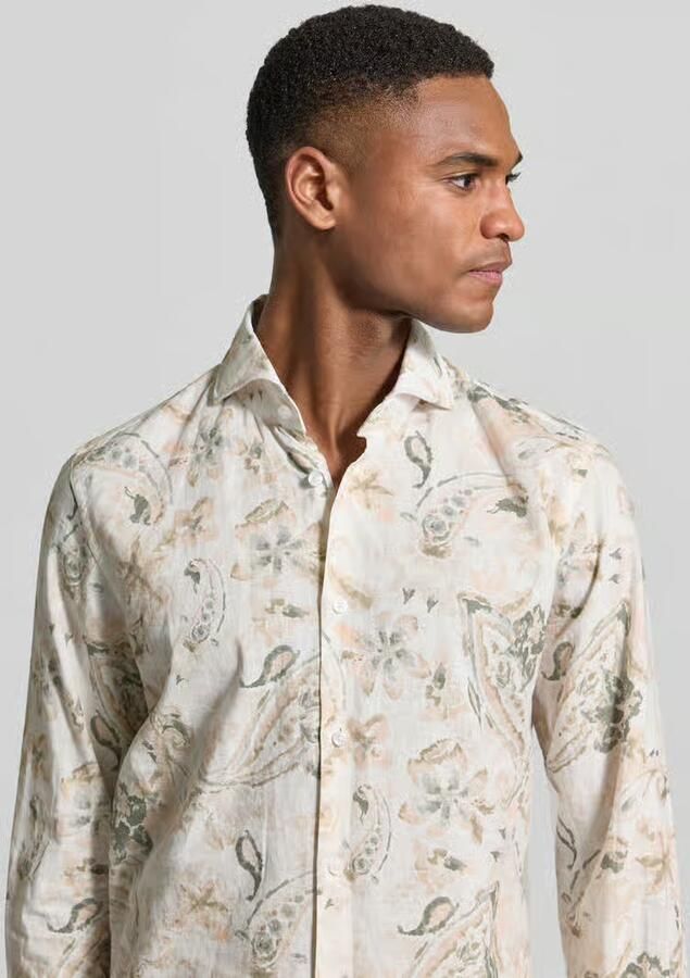 JOOP! COLLECTION Slim fit business-overhemd van linnenmix model 'Pai'