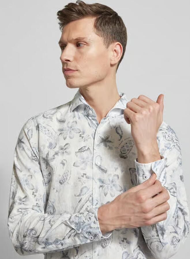 JOOP! COLLECTION Slim fit business-overhemd van linnenmix model 'Pai'