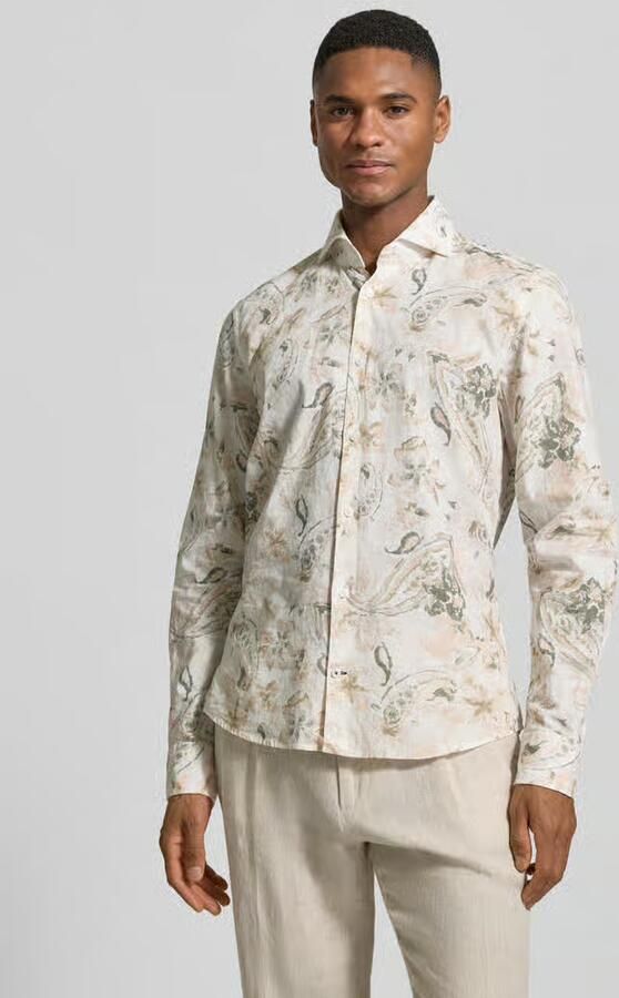 JOOP! COLLECTION Slim fit business-overhemd van linnenmix model 'Pai' - Foto 3