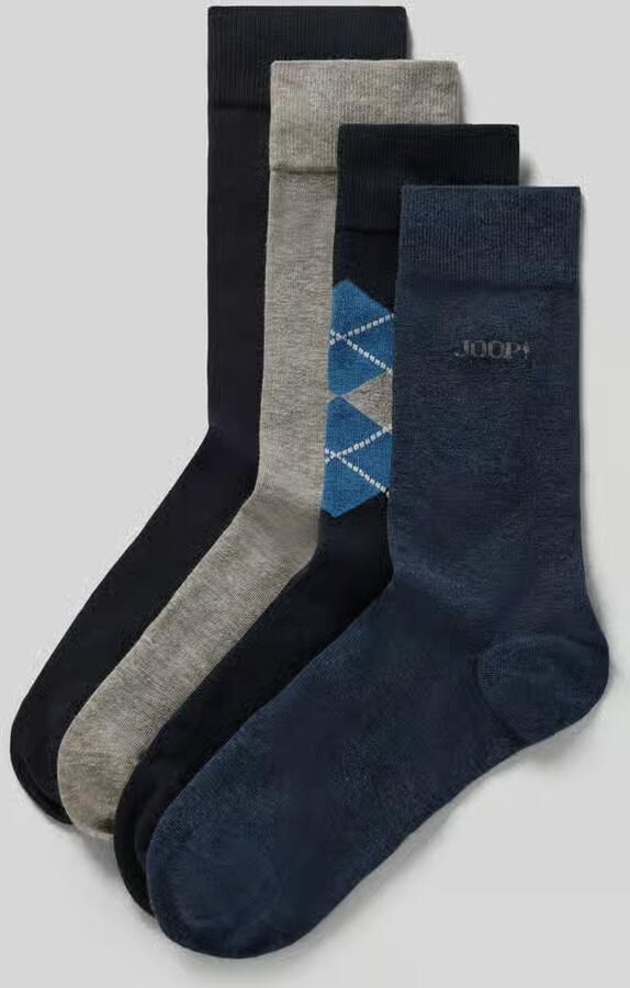 JOOP! Collection Regular fit sokken van wolmix in een set van 4 paar model 'Essentials'