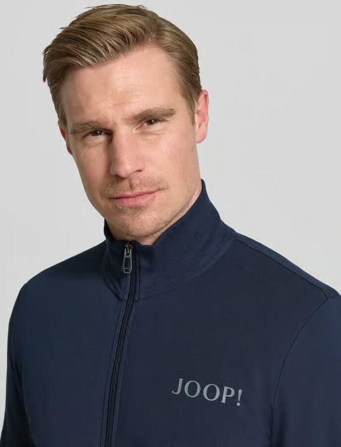 Joop! Sweatvest Comfort Opstaande kraag Regular Fit gedeelde kangoeroezakken lange mouw