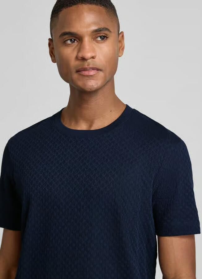 JOOP! Collection T-shirt met geribde ronde hals - Foto 2