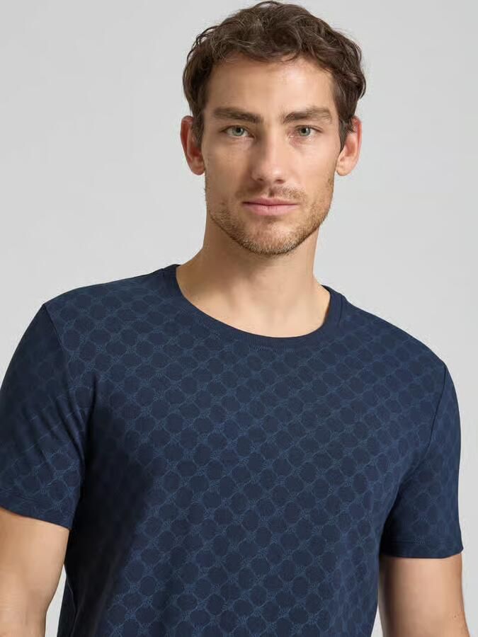Joop! T-shirt Leisure met korenbloem-alloverprint regular fit korte mouwen