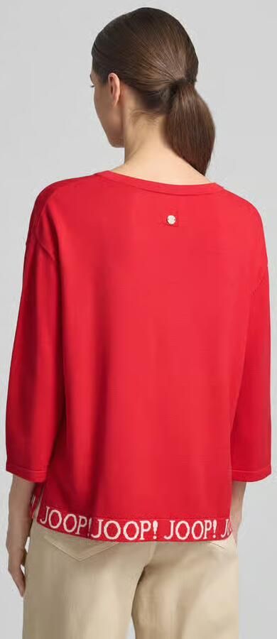 Joop! Gebreide pullover met label-details en 3 4-mouw model 'Kussa'