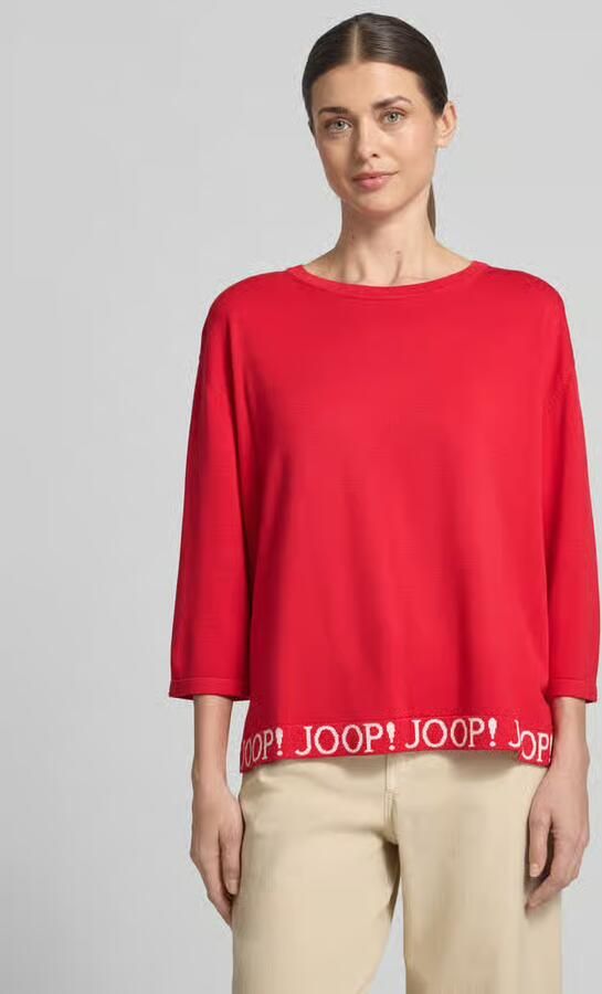 Joop! Gebreide pullover met label-details en 3 4-mouw model 'Kussa' - Foto 4