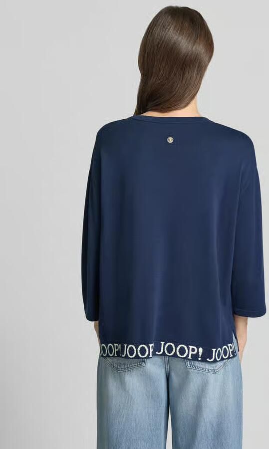 Joop! Gebreide pullover met label-details en 3 4-mouw model 'Kussa'