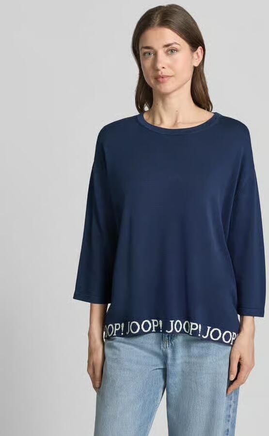 Joop! Gebreide pullover met label-details en 3 4-mouw model 'Kussa' - Foto 4