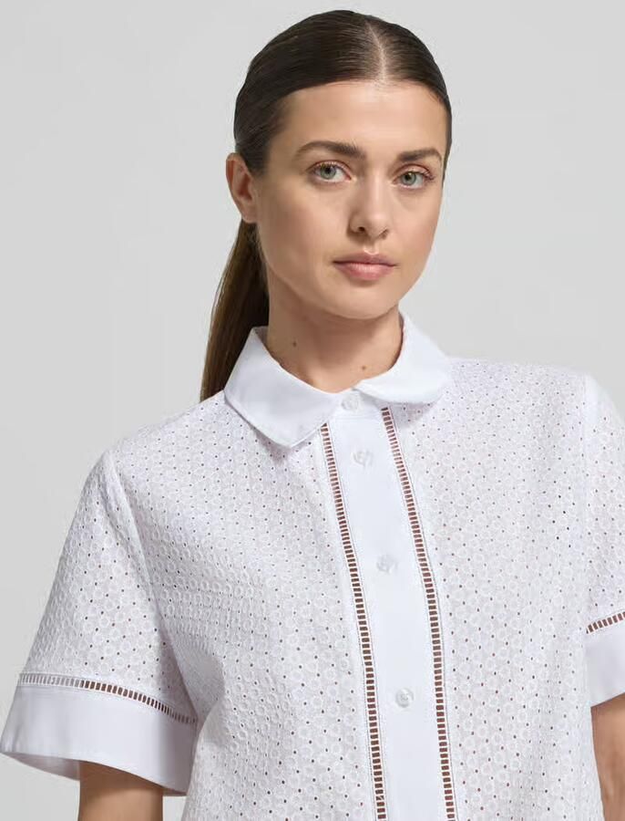 Joop! regular fit blouse met opengewerkte borduursels model 'Blanc'
