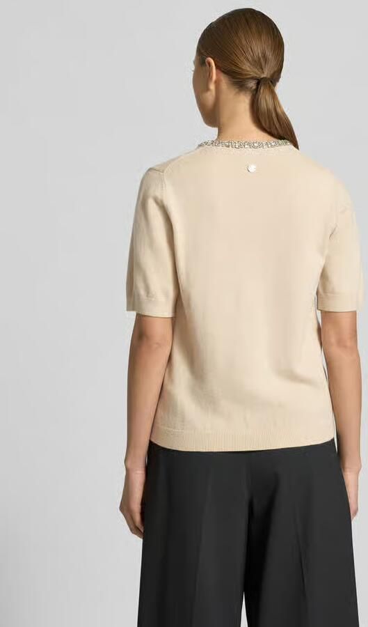 Joop! regular fit T-shirt met siersteentjes en mix van viscose en kasjmier model 'Krissi'
