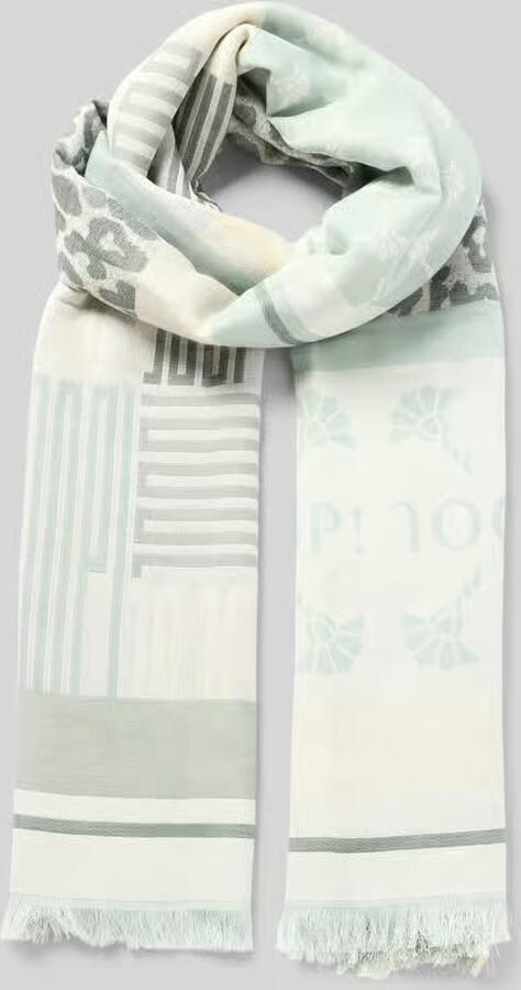 Joop! Sjaal met labeldetails en franjes model 'Ailis'