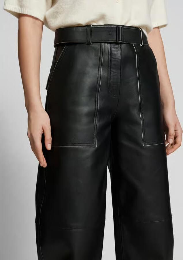 Joseph Regular fit stoffen broek van echt leer