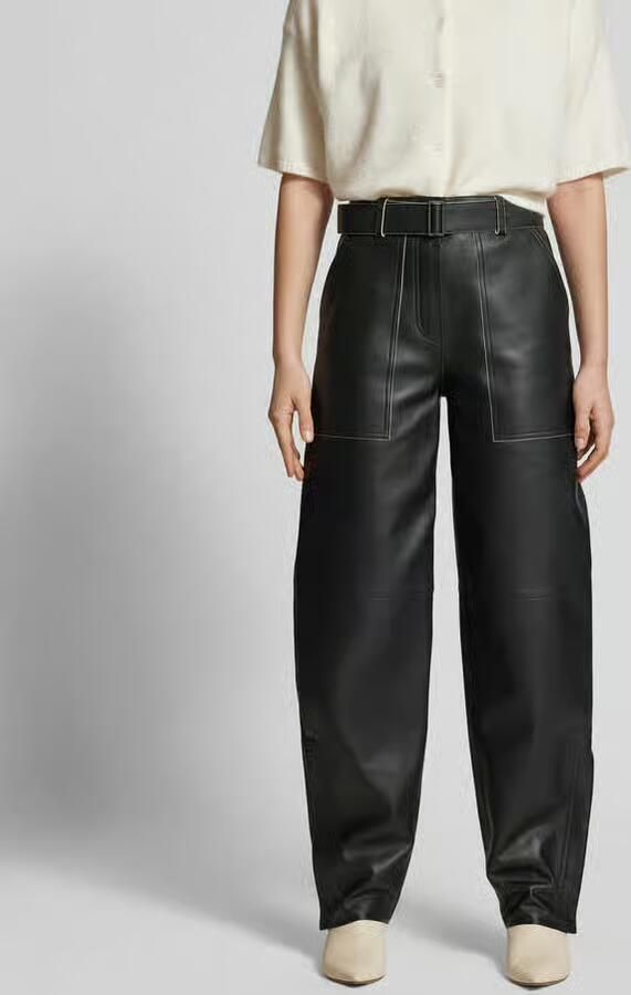 Joseph Regular fit stoffen broek van echt leer - Foto 3