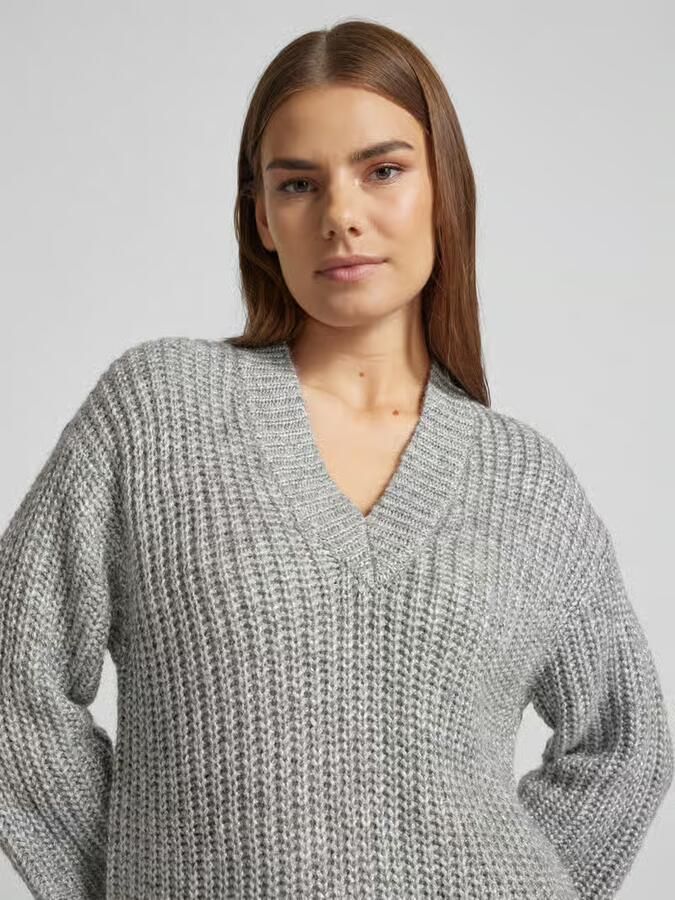 Kaffe Grijs Zilver Metallic Gebreide Trui Gray Dames