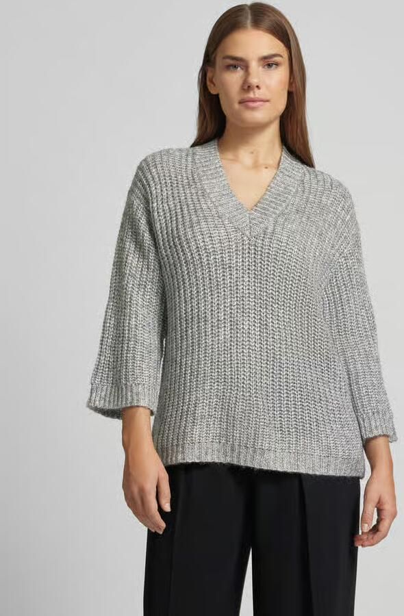 Kaffe Grijs Zilver Metallic Gebreide Trui Gray Dames - Foto 3