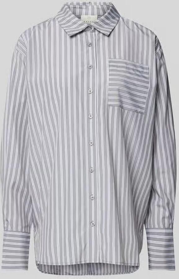 Kaffe Gestreepte Oversized Shirt Top Grijs Wit Gray Dames
