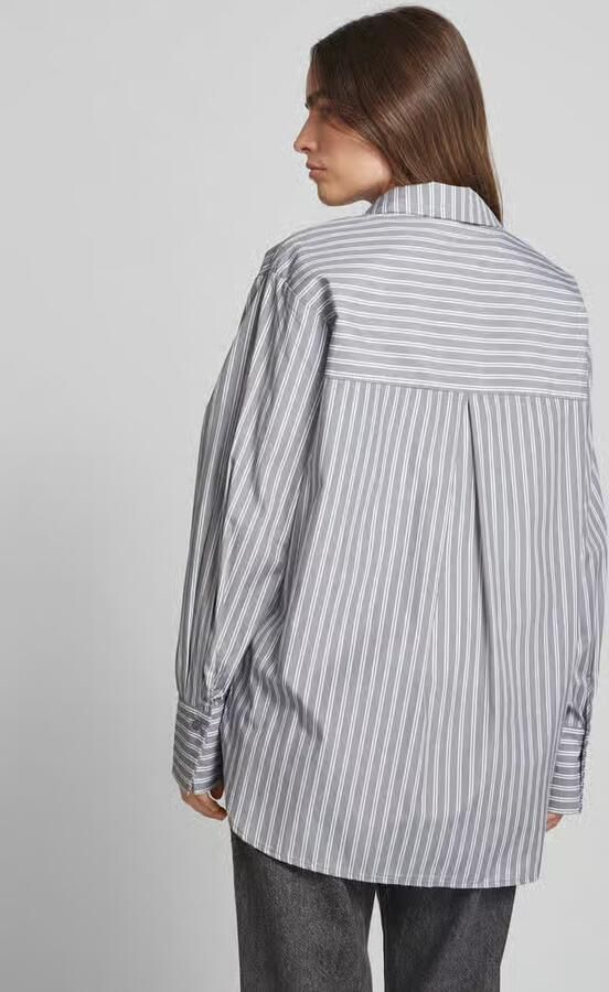 Kaffe Gestreepte Oversized Shirt Top Grijs Wit Gray Dames - Foto 4