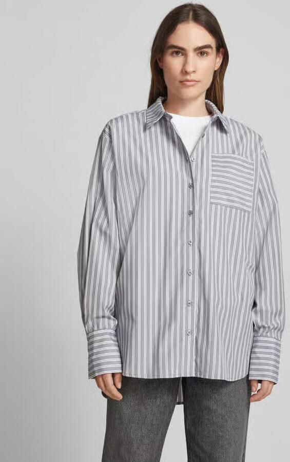 Kaffe Gestreepte Oversized Shirt Top Grijs Wit Gray Dames - Foto 3