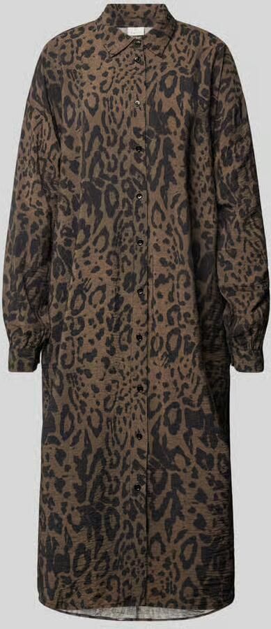 Kaffe Luipaardprint Oversized Overhemdjurk Brown Dames