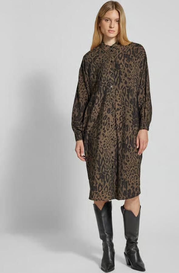 Kaffe Luipaardprint Oversized Overhemdjurk Brown Dames - Foto 3