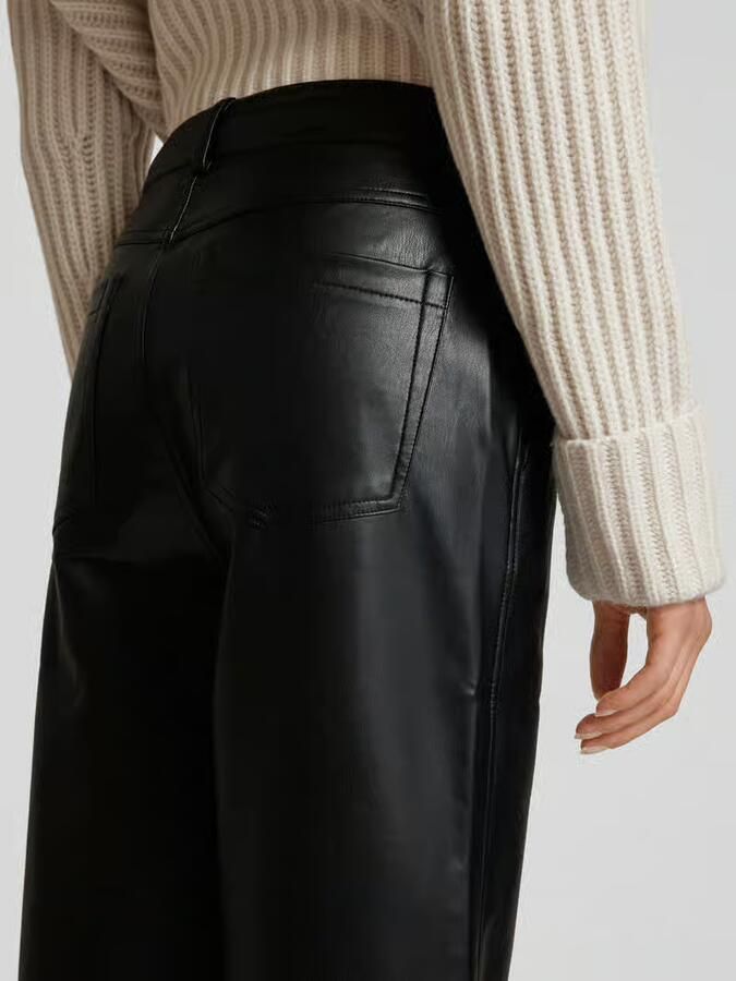 Kaffe Wide leg broek in leerlook model 'alina'