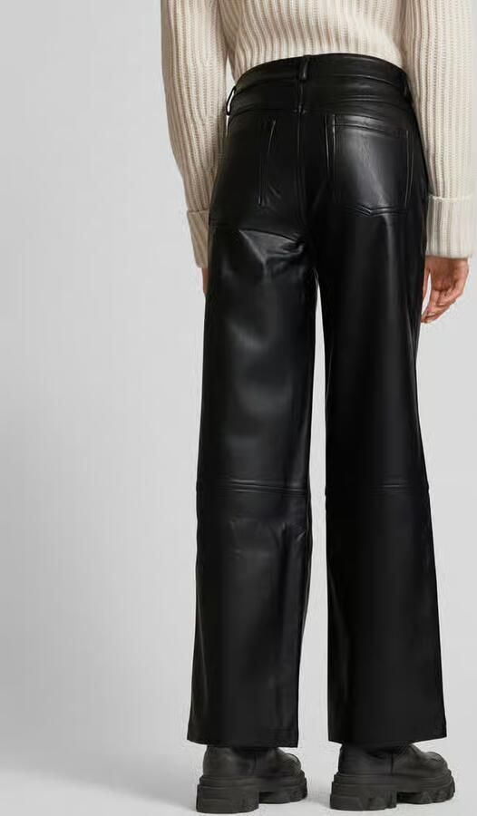 Kaffe Wide leg broek in leerlook model 'alina'