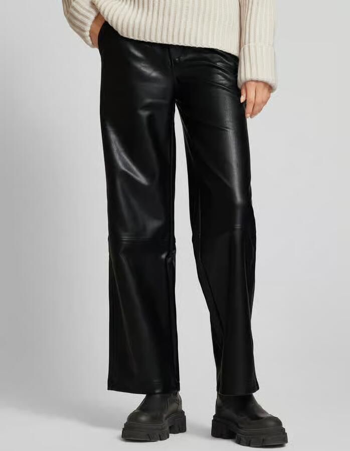 Kaffe Wide leg broek in leerlook model 'alina' - Foto 2