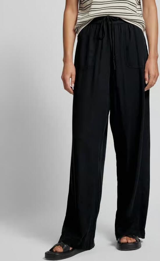 Kaffe Wide leg stoffen broek van een mix van viscose en linnen model 'MILIA' - Foto 2