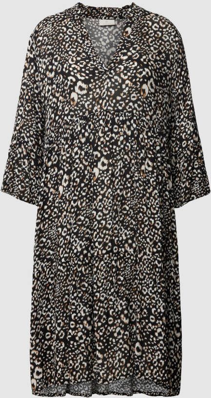 Kaffe Knielange jurk van viscose met all-over motief model 'Marita'